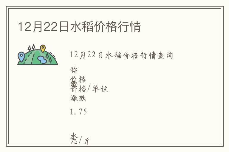 12月22日水稻價格行情