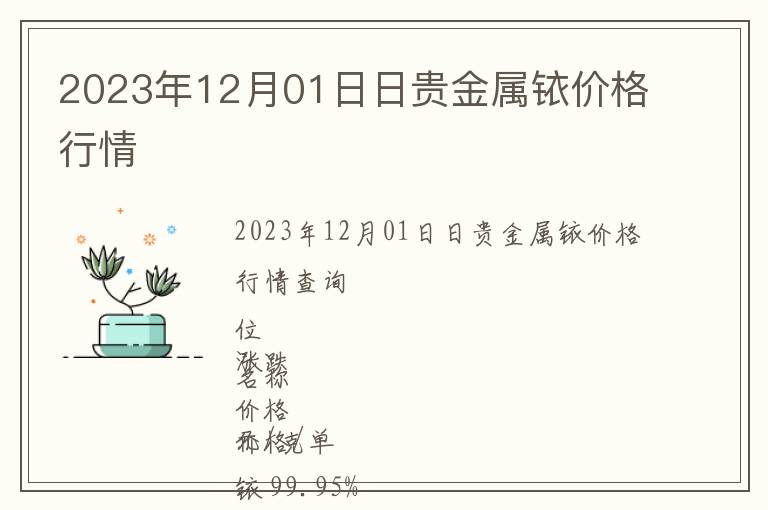 2023年12月01日日貴金屬銥價格行情