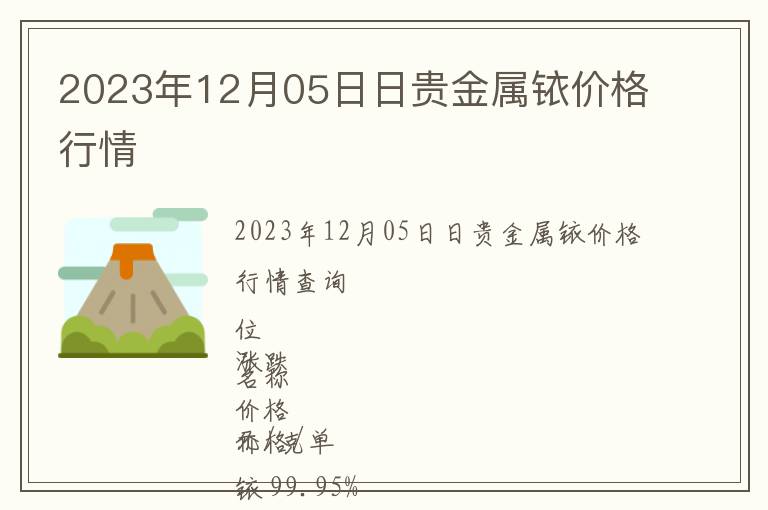 2023年12月05日日貴金屬銥價格行情