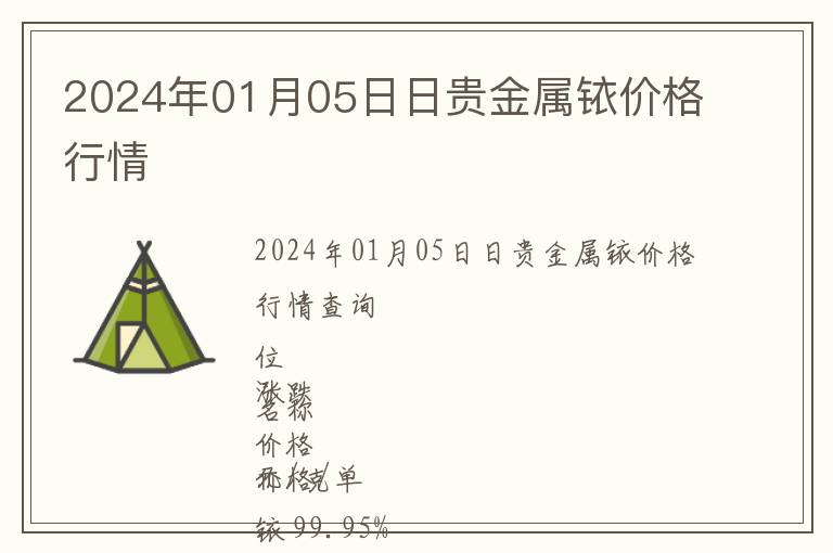 2024年01月05日日貴金屬銥價格行情