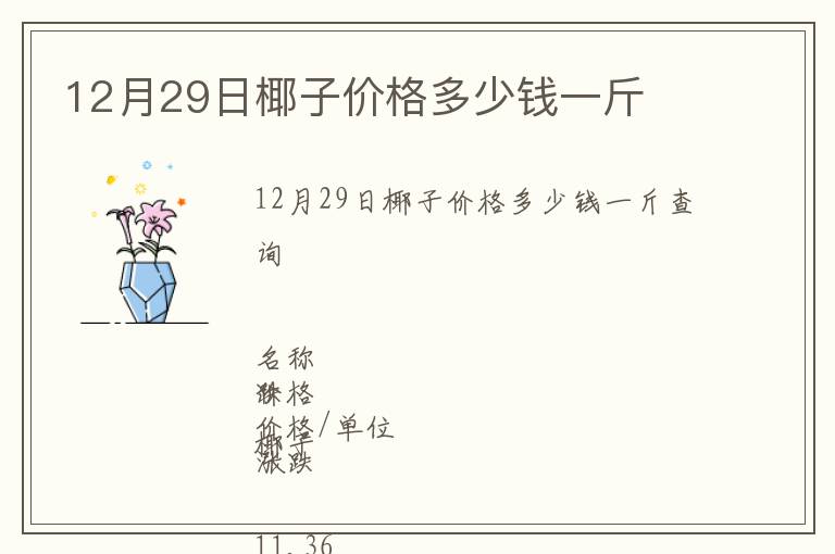 12月29日椰子價格多少錢一斤