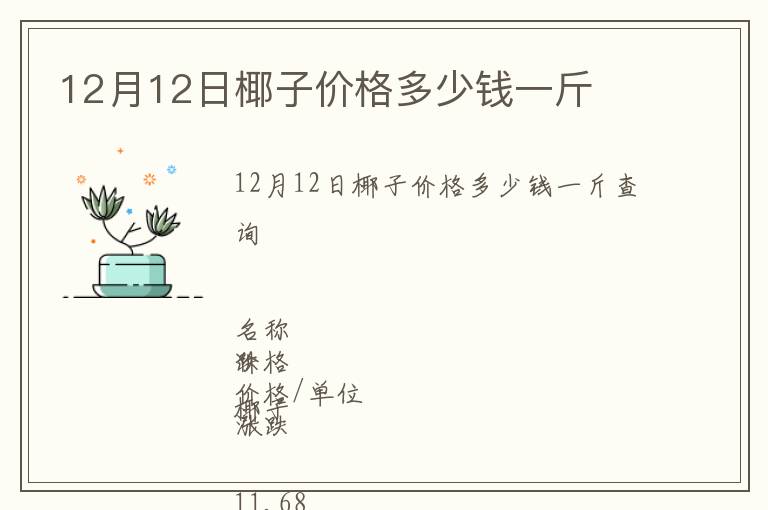 12月12日椰子價格多少錢一斤