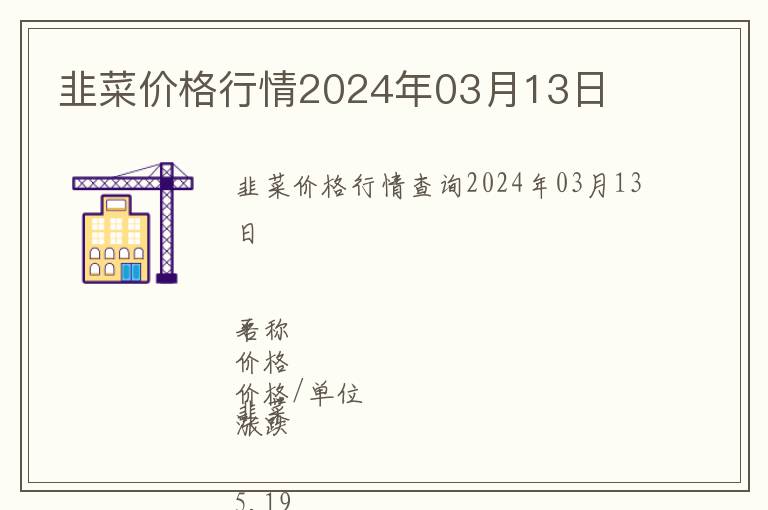 韭菜價格行情2024年03月13日