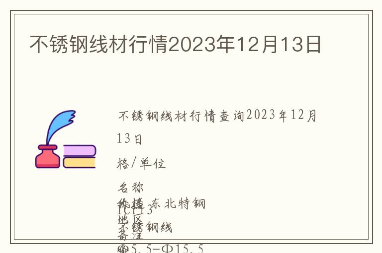 不銹鋼線材行情2023年12月13日