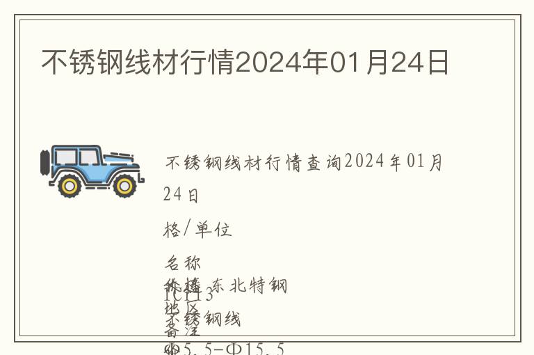 不銹鋼線材行情2024年01月24日