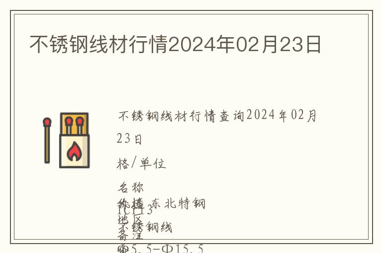 不銹鋼線材行情2024年02月23日