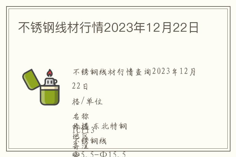 不銹鋼線材行情2023年12月22日