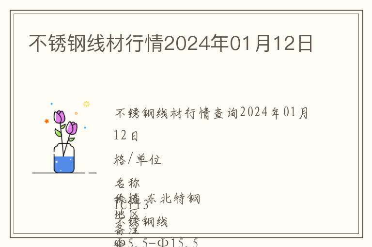 不銹鋼線材行情2024年01月12日