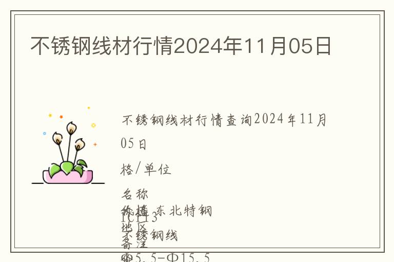 不銹鋼線材行情2024年11月05日