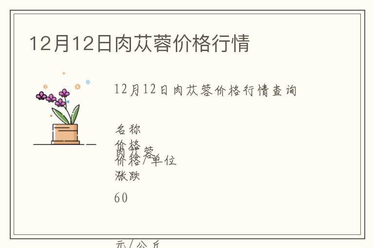 12月12日肉蓯蓉價格行情