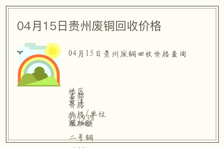 04月15日貴州廢銅回收價(jià)格