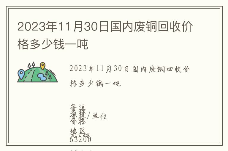 2023年11月30日國內廢銅回收價格多少錢一噸