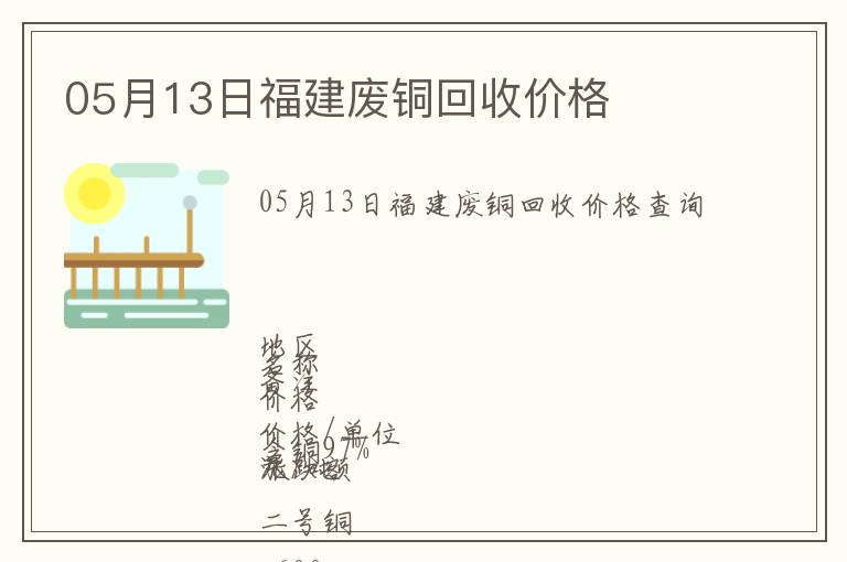 05月13日福建廢銅回收價(jià)格