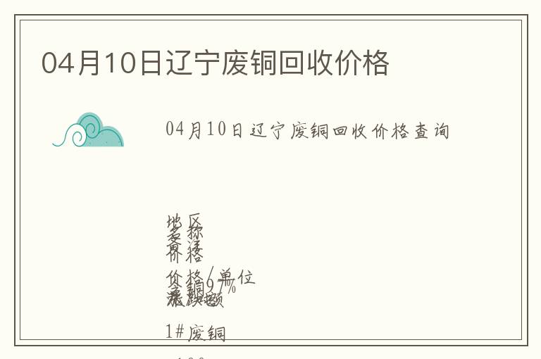 04月10日遼寧廢銅回收價格