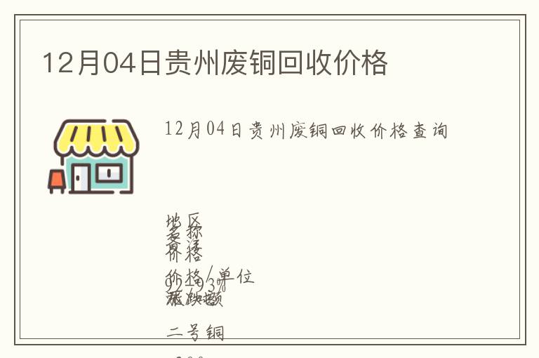 12月04日貴州廢銅回收價格