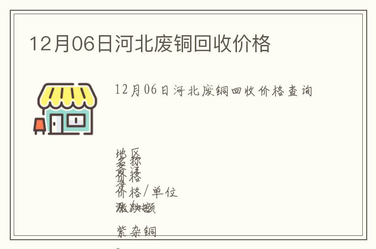 12月06日河北廢銅回收價(jià)格