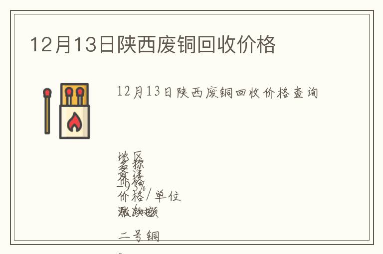 12月13日陜西廢銅回收價格