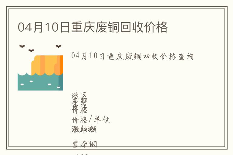 04月10日重慶廢銅回收價格