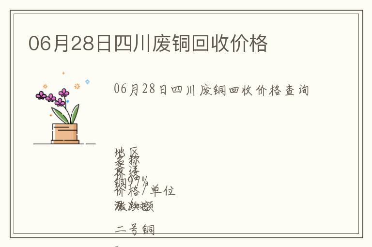 06月28日四川廢銅回收價(jià)格