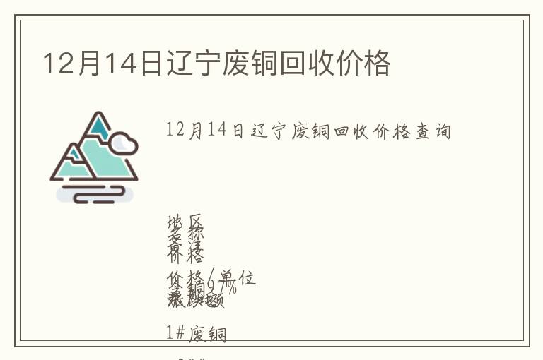 12月14日遼寧廢銅回收價(jià)格