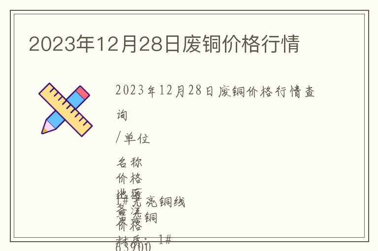 2023年12月28日廢銅價格行情