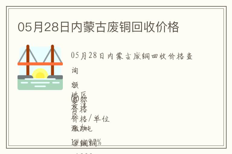 05月28日內(nèi)蒙古廢銅回收價格