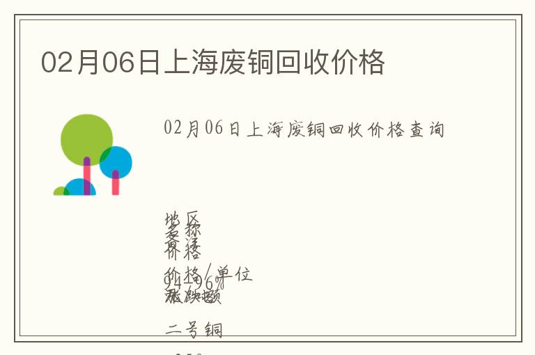 02月06日上海廢銅回收價(jià)格