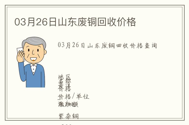 03月26日山東廢銅回收價(jià)格