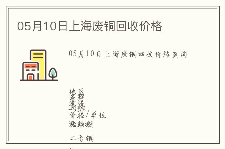 05月10日上海廢銅回收價格