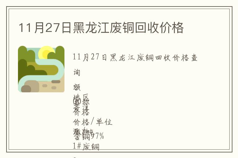 11月27日黑龍江廢銅回收價格