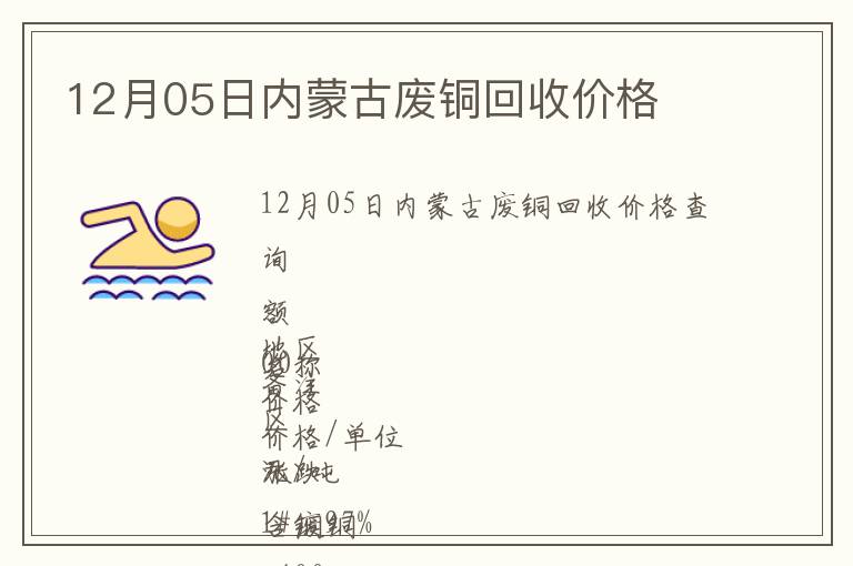 12月05日內(nèi)蒙古廢銅回收價格