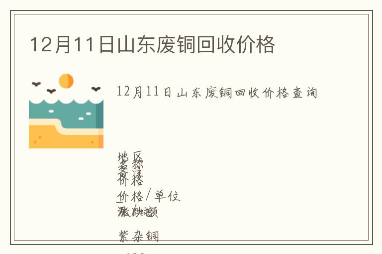 12月11日山東廢銅回收價格