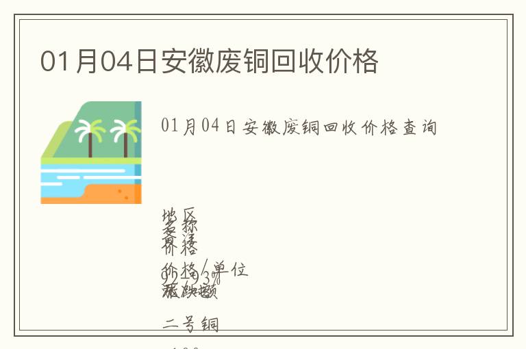 01月04日安徽廢銅回收價格