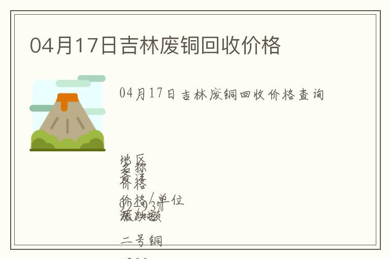 04月17日吉林廢銅回收價格