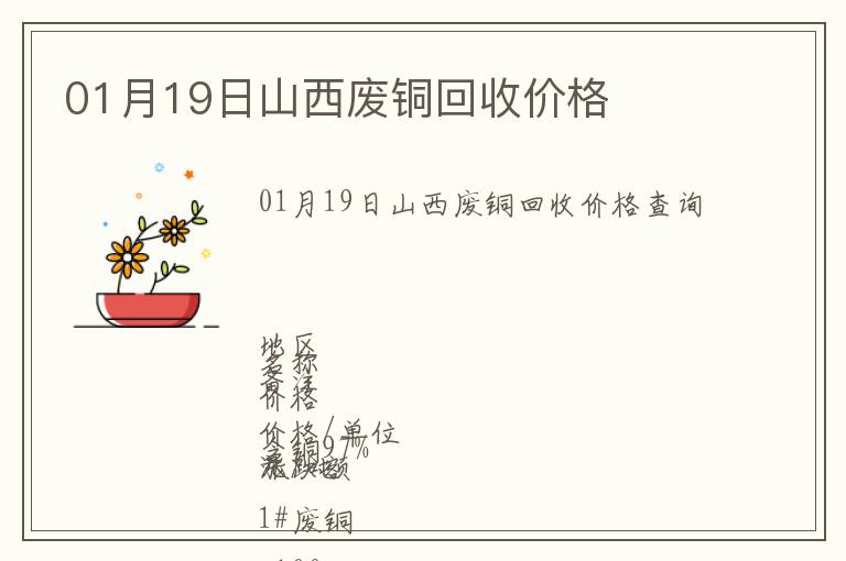 01月19日山西廢銅回收價格