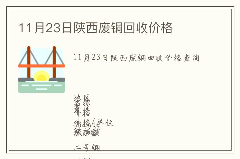 11月23日陜西廢銅回收價格