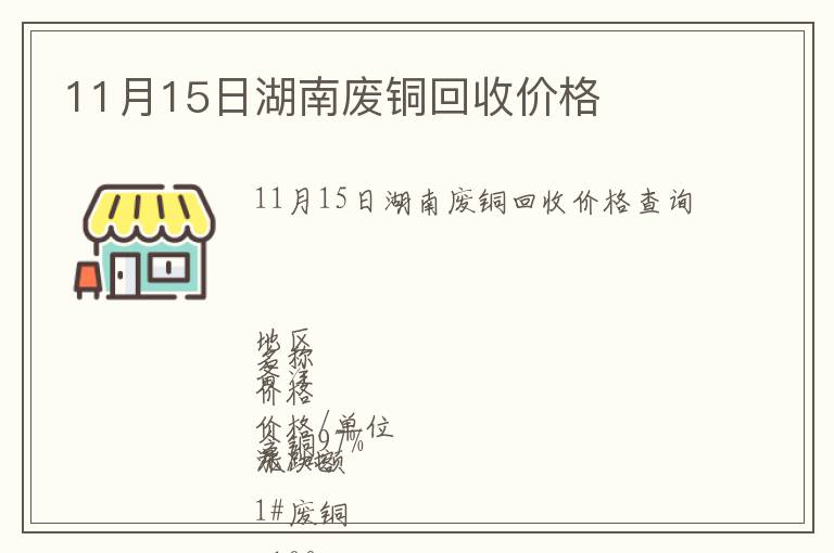 11月15日湖南廢銅回收價(jià)格