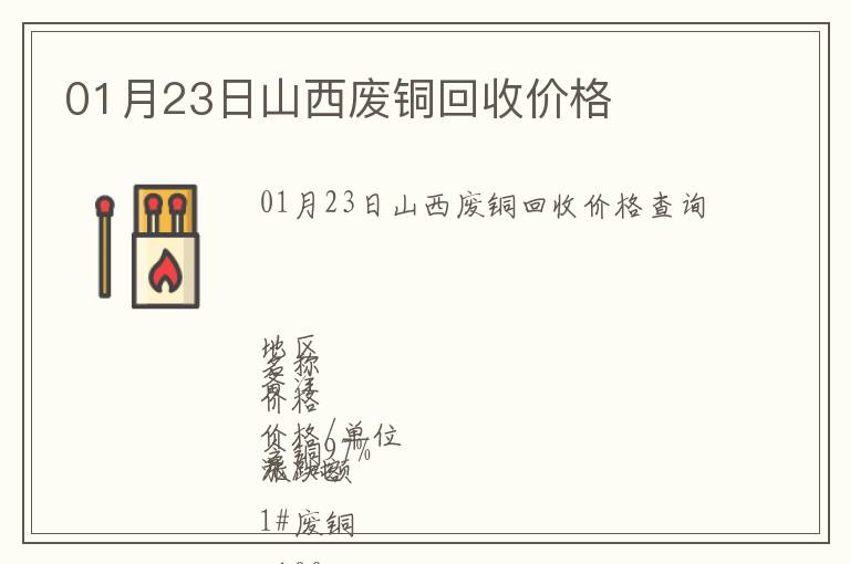 01月23日山西廢銅回收價(jià)格