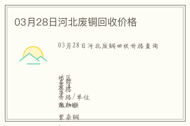 03月28日河北廢銅回收價格