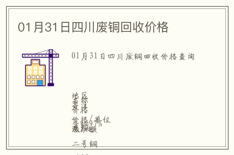 01月31日四川廢銅回收價格