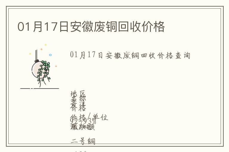 01月17日安徽廢銅回收價格