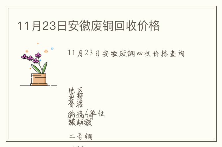 11月23日安徽廢銅回收價(jià)格