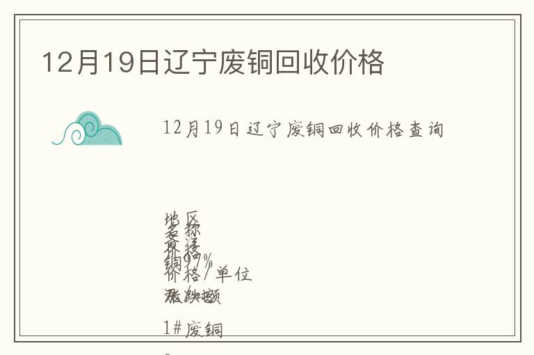 12月19日遼寧廢銅回收價格