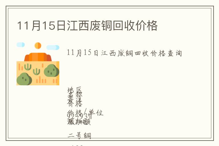 11月15日江西廢銅回收價格