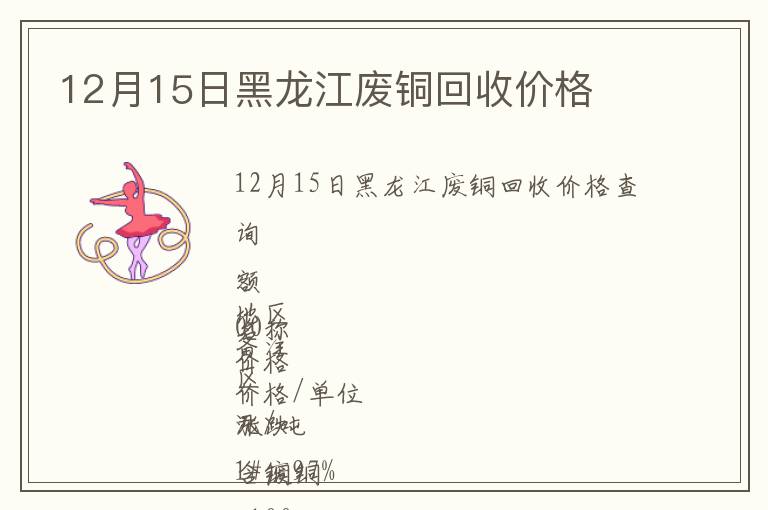 12月15日黑龍江廢銅回收價(jià)格