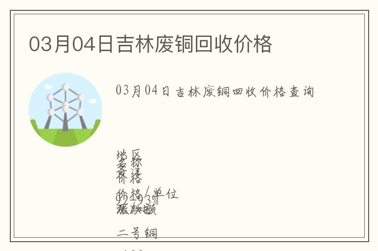 03月04日吉林廢銅回收價(jià)格