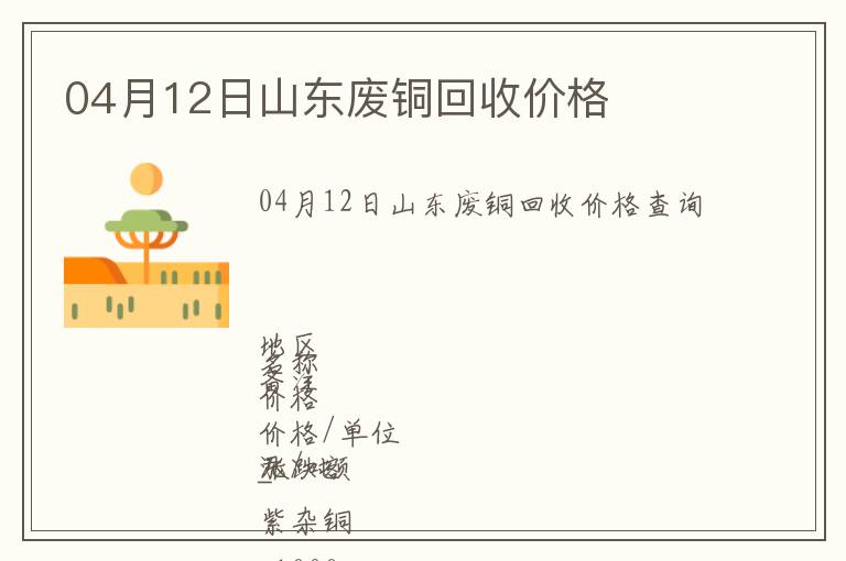 04月12日山東廢銅回收價格