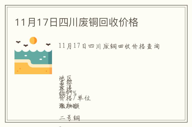 11月17日四川廢銅回收價格