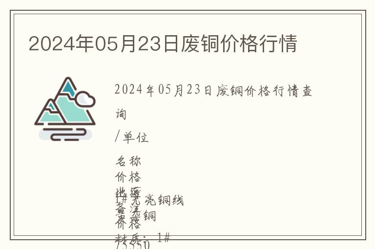 2024年05月23日廢銅價格行情