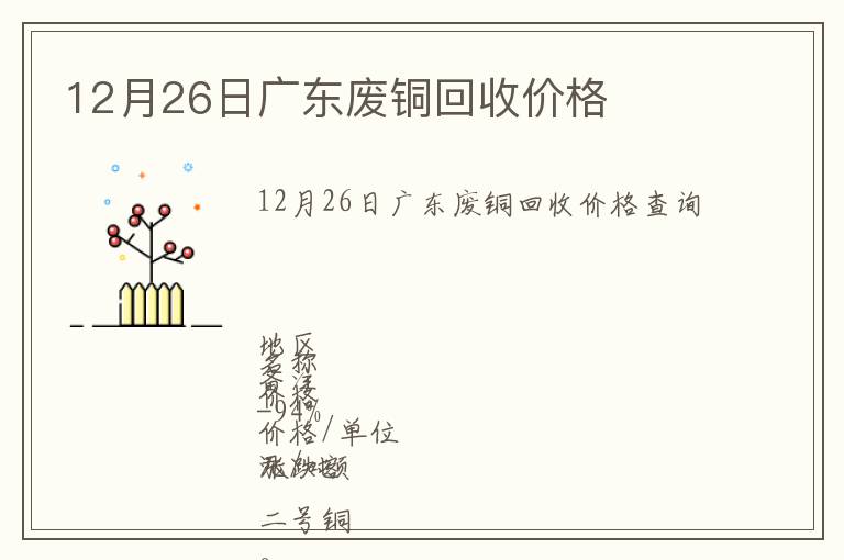 12月26日廣東廢銅回收價(jià)格